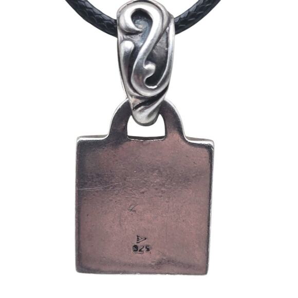 Silpada Sterling 925 Silver Fleur de Lis Tag Slide Rectangle Pendant - Picture 5 of 5